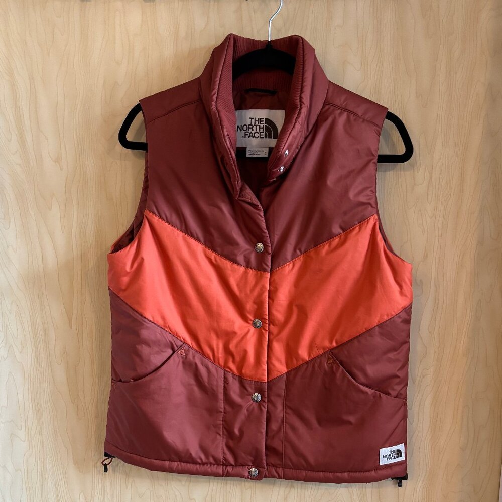 The North Face Sylvester Insulated Retro Colorblock Vest Rust Orange Size S